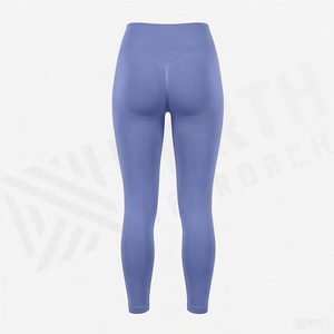 High Waist Seamless Full Length <b>Leggings</b> Solid Color Knitted Stretch <b>Women's</b> Yoga Pants All Seasons Basic Style - Product Image 2