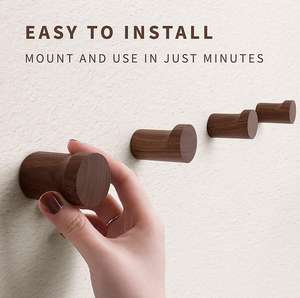 Crochets muraux en bois naturel modernes, perches décoratives en bois faites à la main pour l'organisation de la maison - Product Image 2