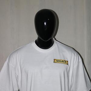T-shirt blanc à manches courtes pour homme SOLACE, col rond, coupe classique, jersey de coton, streetwear décontracté, impression de logo sur le devant, fils fins - Product Image 2