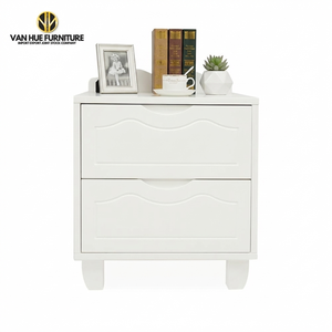 Armoire de chevet moderne à 2 tiroirs pour enfants, prix abordable, en bois peint blanc avec dispositifs de sécurité pour les enfants, fabriquée au Vietnam - Product Image 1