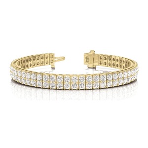 Pulsera de Diamantes Cultivados en Laboratorio de Doble Hilera, Corte Redondo, Oro Amarillo de 14K, Nueva - Product Image 1