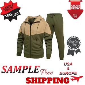 Conjunto Deportivo para Hombre con Bloques de Color, Sudadera con Cremallera, Pantalones Deportivos de Felpa, Ropa Casual para Gimnasio, Transpirable, Corte Regular - Product Image 6