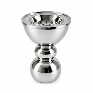 Vente en gros de brûleurs d'encens de luxe en laiton argenté et acier inoxydable, Mabkhara, base sphérique sur piédestal, support pour charbon, oud et bakhoor, cadeaux de l'Aïd - Product Image 1