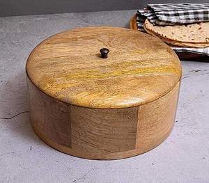 Nouvelle boîte à chapati en bois au design incroyable, boîte à riz, garde les aliments au chaud, écologique, plats de cuisson, passe au lave-vaisselle, 20 cm - Product Image 4