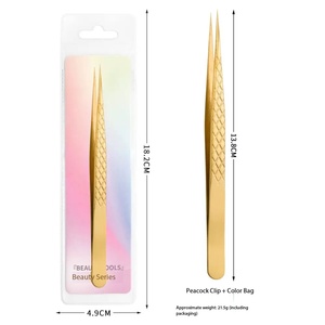 Pince à épiler en acier inoxydable avec logo personnalisé, pointe en fibre pour extensions de cils, antistatique, outil durable pour les cils - Product Image 1