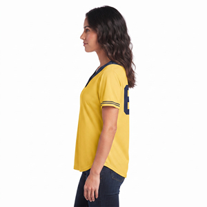 Maillot de baseball pour femmes, boutonné, de qualité supérieure, manches courtes, col en V - Product Image 3