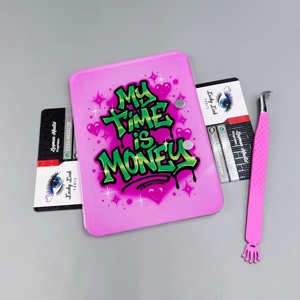 Lucky Lash <b>Tools</b> New Custom Acrylic Tray Rectangle Palette Eyelash Extension <b>Tool</b> <b>Pink</b> With Magnet Fit Sustainable Lash Tiles - Product Image 4