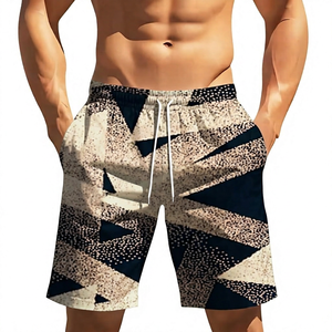 Shorts de Baño para Hombre, Doble Capa, Estampado Geométrico, Cintura Media, Cordón Ajustable, Transpirables, Secado Rápido, Poliéster/Algodón, Casuales - Product Image 2