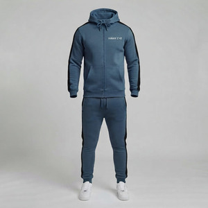 Ensemble de survêtement respirant pour homme Hawk Eye Sports, sweat à capuche en molleton fin 300g, coupe ajustée, avec fermeture boutonnée sur toute la longueur - Product Image 6
