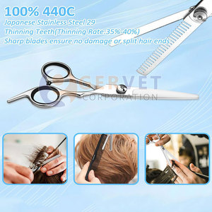Nouvel ensemble de ciseaux de coiffure et d'éclaircissage en acier inoxydable de haute qualité pour barbier, personnalisable pour une coupe professionnelle - Product Image 4