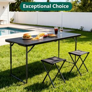 โต๊ะกลางแจ้งแบบพับได้ขนาด 4 ฟุต แข็งแรงทนทาน พกพาสะดวก ปรับความสูงได้ เหมาะสำหรับงานแต่งงานและปิกนิก - Product Image 2