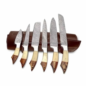 Ensemble de 6 couteaux de chef multifonctions en acier Damas écologiques, couteaux de cuisine professionnels - Product Image 4