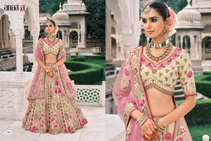Embroidered Bridesmaid <b>Lehenga</b> Set Floral Woven Georgette Blouse Dupatta Wedding Festival Ethnic Wear - Product Image 3