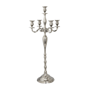 Modern Design 3-Arm Silver Metal Candelabra Centerpiece Elegant <b>Tall</b> Wedding & Dining <b>Table</b> Decorative Candle Holder - Product Image 4