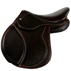 Selle d'équitation anglaise en cuir véritable marron pour dressage et saut d'obstacles, selle de contact étroit personnalisable - Product Image 1