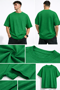 Camiseta Verde Extra Grande de Alta Calidad para Hombre, 100% Algodón, Ecológica, Transpirable, 240 g/m², Estilo Urbano, Informal, de Verano - Product Image 6
