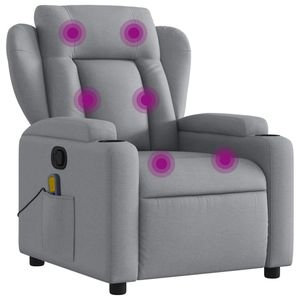 Fauteuil inclinable gris clair 100% polyester avec fonction massage en contreplaqué métallique - Product Image 2