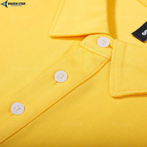 เสื้อโปโลแขนสั้นผู้ชาย สีพื้น ผ้าฝ้ายปิเก้ถัก ทรงลำลอง สีเหลือง - Product Image 5