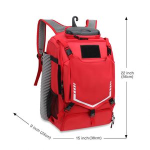 Mochila de Béisbol Impermeable Lamatex Sports LS-1016 Rojo Escarlata, Bolsa para Bate, Compartimento para Zapatos, Bolsa para Equipo de PVC y Poliéster 600D - Product Image 3