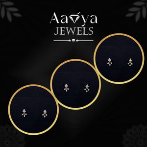 Pendientes de Oro Sólido de 9K con 12 Diamantes Cultivados en Laboratorio con Claridad VVS-VS, Corte Brillante de Lujo, Certificados por HRD, Especiales para Novias, Estilo Indio - Product Image 3
