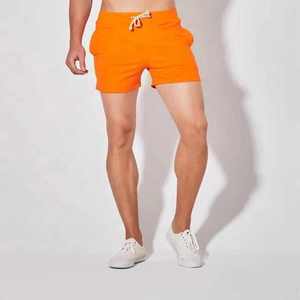 Shorts décontractés en coton pour hommes avec cordon de serrage, couleur unie, respirants, tricotés, taille mi-haute, gris, bleu, orange, noir, marine - Product Image 6
