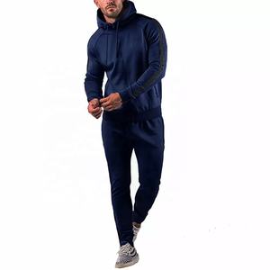 Simple hombres sudor traje de pista en blanco Etiqueta de logotipo personalizado de chándal sudadera 2 piezas sudor pantalones para hombres - Product Image 3