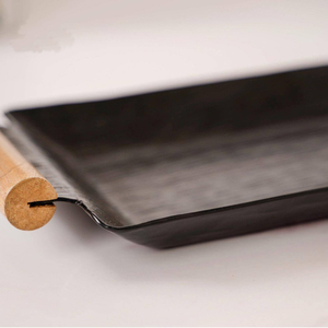 Metal <b>Black</b> Textured Serving Tray Features Wooden Handles On Both Ends Creating A Stunning Accent Piece For Home Decoration - Product Image 4