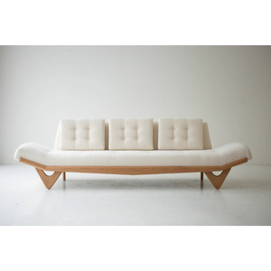 Canapé moderne 3 places Alaska en teck massif de haute qualité avec revêtement pour usage intérieur. - Product Image 1