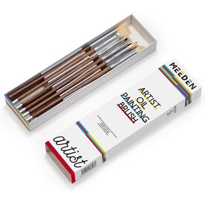 <b>Professional</b> 10-Piece Hog Bristle Art <b>Paint</b> <b>Brush</b> Set Long Wood Handle for Oil Painting by Artist - Product Image 1
