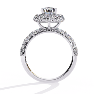Anillo de compromiso con diamante de corte ovalado y piedras laterales pavé en oro blanco, estilo clásico para mujer, certificado por GIA. - Product Image 4