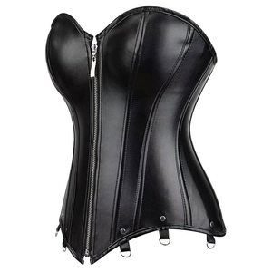Corset gainant tendance 2026 en PVC noir, corset sous-poitrine en satin avec baleines en acier, serre-taille en cuir PU, corset sexy pour femme mature - Product Image 1