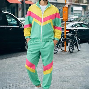 Survêtements pour hommes années 90, costumes d'Halloween, survêtement rétro, coupe-vent, vêtements de sport, streetwear décontracté, veste et pantalon athlétiques tendance - Product Image 2