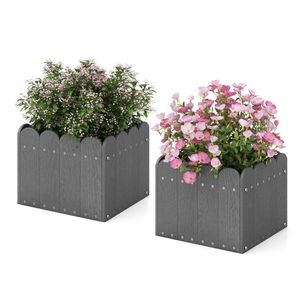2 Pack Square Garden <b>Planter</b> <b>Box</b> with Drainage Gaps for Front Porch Balcony or Flower Displays - Product Image 4