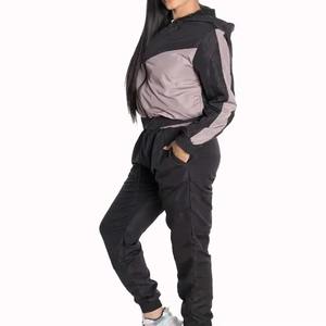Nouvel arrivage : Ensemble de survêtement coupe-vent pour femme, motif chevron coloré, à capuche, léger, pour la gym et le jogging, deux pièces - Product Image 2