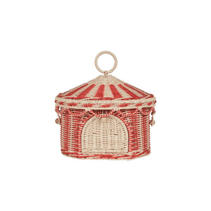Adorable panier de rangement en rotin naturel fait main OEM ODM en forme de tente de cirque avec couvercle, organisateur pour chambre d'enfant, fabricant vietnamien - Product Image 1