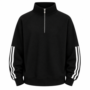 Sweat-shirt en molleton à col zippé pour homme, couleurs personnalisées, manches raglan, coupe sportive classique, vêtement de printemps, 100% polyester - Product Image 1