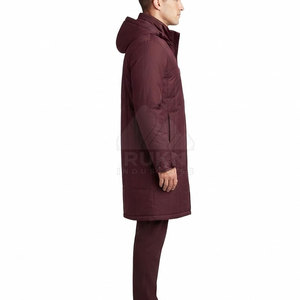 Top Selling <b>Men</b> <b>Long</b> Bench <b>Coat</b> Hooded Waterproof Lightweight <b>Winter</b> Wear Full Front Zipper Warm Padded Outdoor Casual Outerwear - Product Image 4