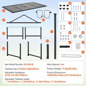 Supporto Regolabile in Metallo per Bestiame 51x23 Pollici per Suini Nuovo o Usato Altezza da 21 a 33 Pollici - Product Image 4