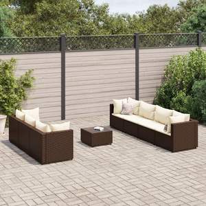 Ensemble de 7 meubles de jardin en crème et brun pour patio - Product Image 1