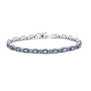 Bracelet en saphir bleu, pierre de naissance de septembre, bijoux élégants en pierres précieuses pour femmes, article cadeau plaqué or et argent - Product Image 1