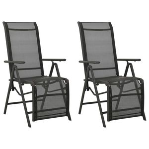 Ensemble de 2 chaises de jardin en aluminium noir thermolaqué avec assise en textilène durable pour l'extérieur - Product Image 1