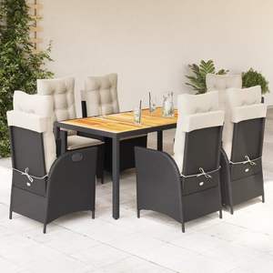Juego de Comedor para Jardín en Negro y Blanco Crema - Product Image 1