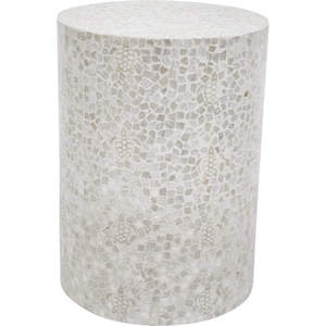 White Sea Turtle Pattern Cylinder <b>Stools</b> Mother of Pearl Handcrafted Mosaic Small Side Table Living Room Bedroom Decor Use - Product Image 1