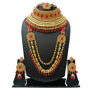 Parure de bijoux indienne tendance classique : collier ras-du-cou, boucles d'oreilles en fausses perles vertes – Idéal pour fiançailles, anniversaire, mariage, fête - Product Image 2