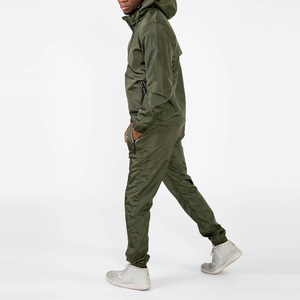 Ensembles de survêtements coupe-vent pour hommes grandes tailles avec vestes à taille élastique et pantalons, survêtements zippés pour hommes, personnalisables - Product Image 3