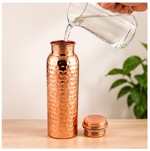 Pure Hammered <b>Copper</b> Water <b>Bottle</b> for Ayurvedic <b>Drinking</b> Handcrafted <b>Copper</b> Vessel for Yoga Gym,and Natural Detox Health Benefit - Product Image 2