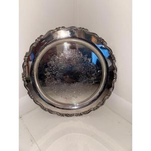 Floral <b>Border</b> Design Brass Charger Plates & Dishes Silver Dish Latest Arrival Food Grade <b>Metal</b> Plate For Serving Tableware Use - Product Image 4