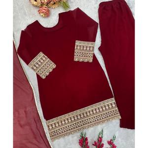 Ensemble de vêtements de soirée pour femmes de créateur Plazzo Dupatta - Product Image 3
