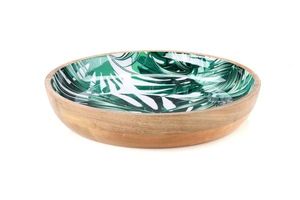 Bol en bois de manguier fait main, écologique et durable, avec motif de feuilles vertes, style américain, pour salade et décoration intérieure - Product Image 6