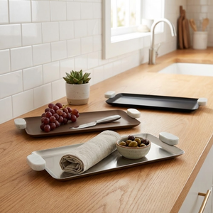 Modern Ramadan Collection Matte <b>Black</b> Rectangular <b>Serving</b> <b>Tray</b> Luxury Eid Hospitality and Coffee Service <b>Tray</b> - Product Image 3
